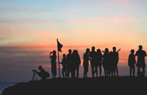 crowd-in-sunset