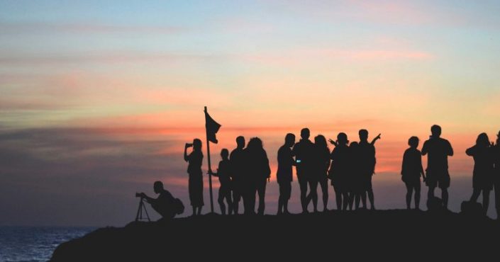 crowd-in-sunset